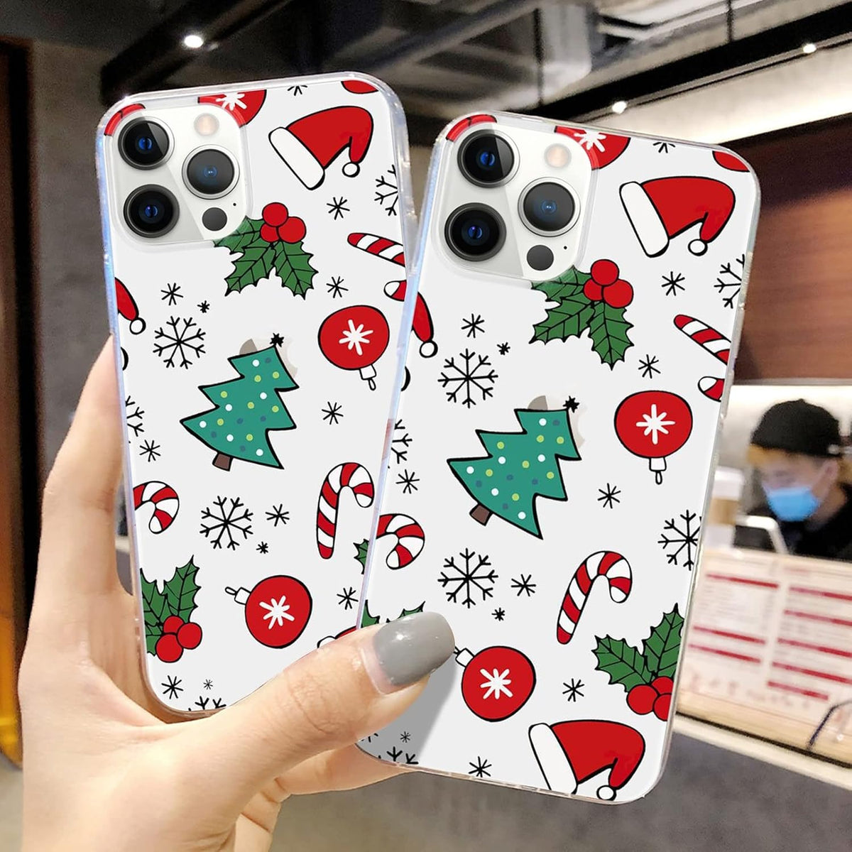 LCHULLE for iPhone 12/12 Pro Christmas Case Xmas Santa Holiday Clear Case | Cute Transparent Design for Women Men Kids, Slim Fit Soft TPU Silicone Shockproof Protective Back Cover - Xmas Tree