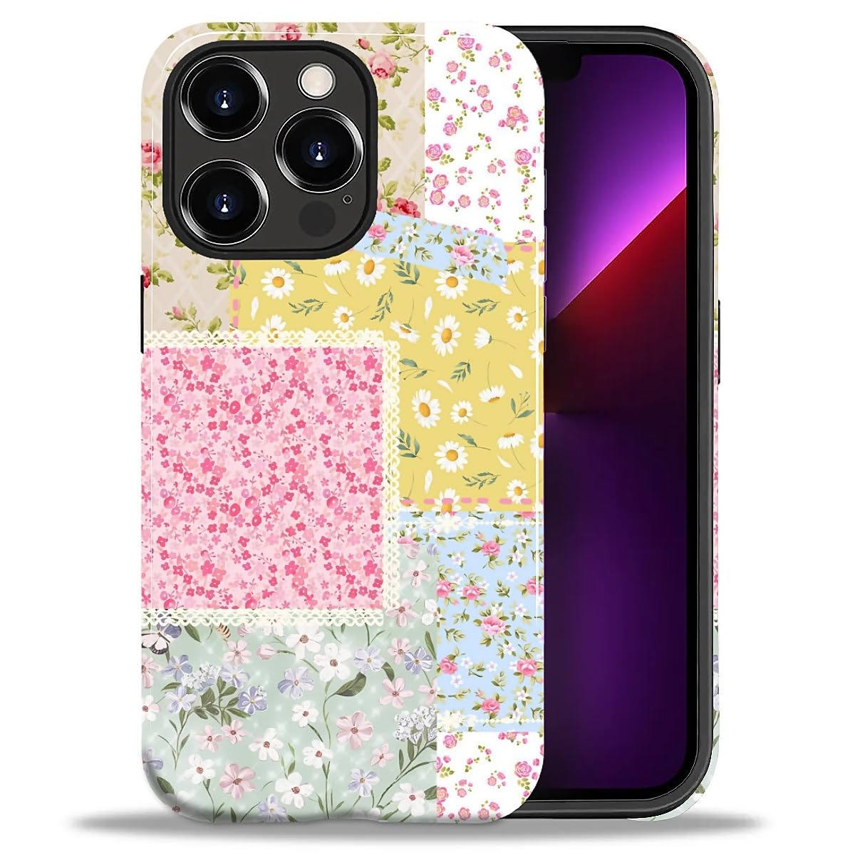 DAIZAG Case for iPhone 13 iPhone 14, Christmas Coffee Snowflake Cane Full-Body Design Hybrid Dual Protection Soft TPU + Hard PC, Shockproof Scratch-Resistant Protective Cover Phone Case for Men Women