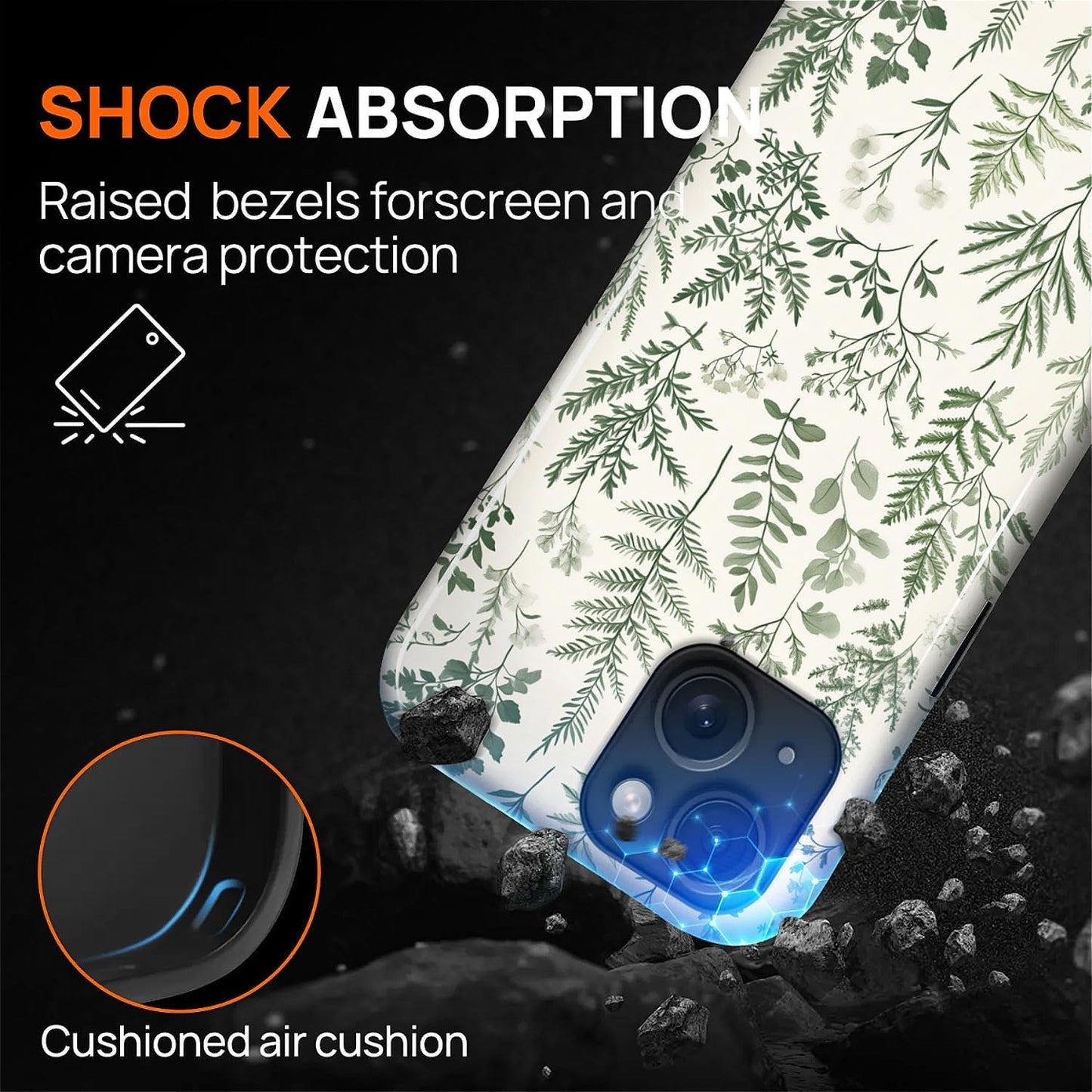 Compatible with iPhone 13 14 Case, Hybrid 2-Layer Case Shockproof Anti-Scratch for Girl Women Boy Men, Plant Collection for iPhone 13 14
