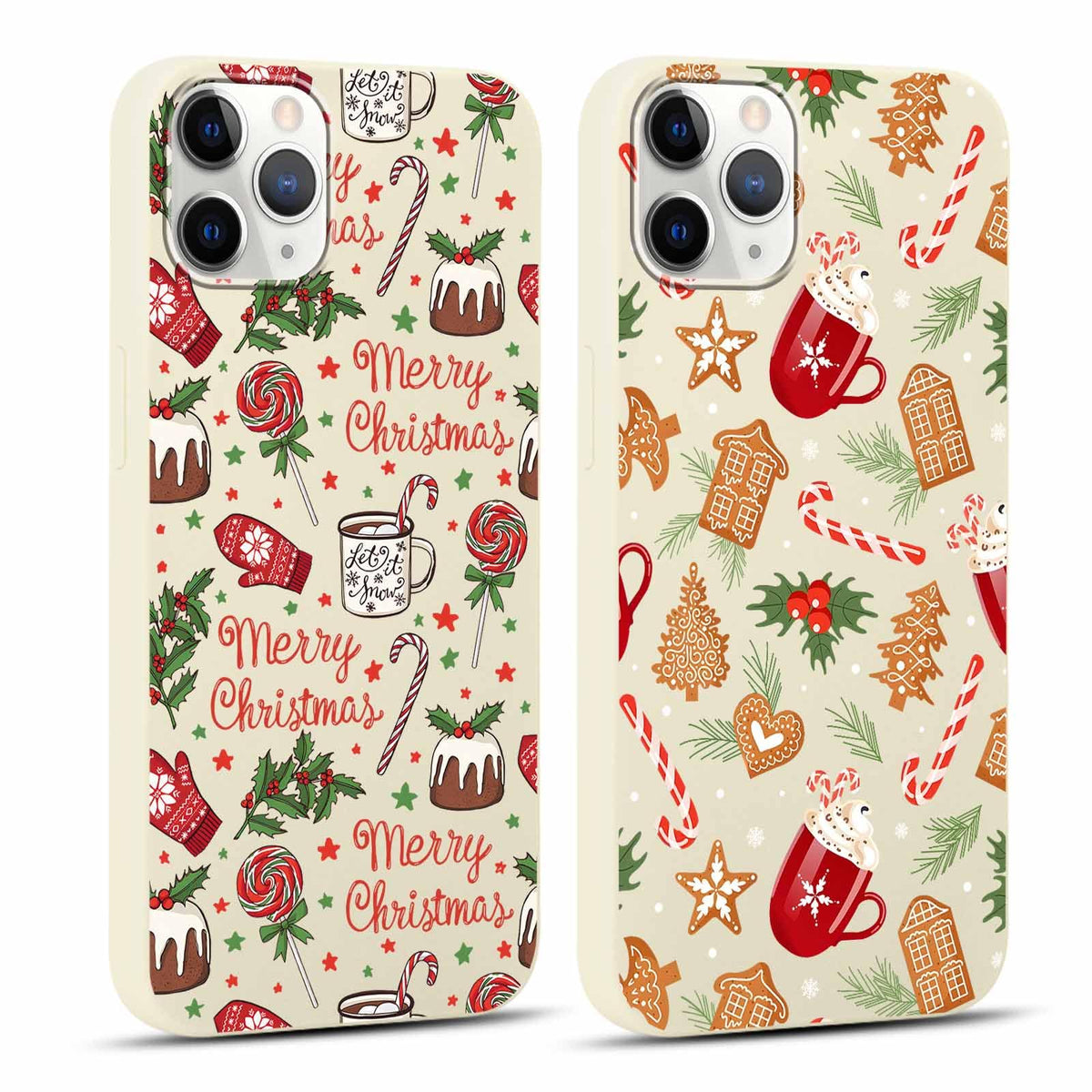 2 Pack Merry Christmas Phone Case for iPhone 16 6.1", Cute Xmas Christmas Tree Pattern Case with Candy Design Christmas Decorations Gifts Shockproof Soft Silicone Cover for Girl Women