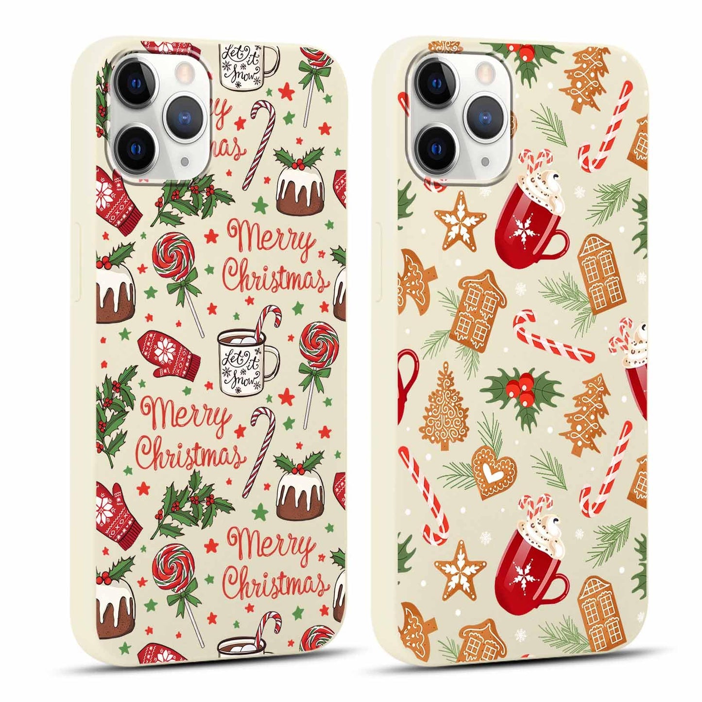 2 Pack Merry Christmas Phone Case for iPhone 13 / iPhone 14 6.1", "Cute Xmas Tree Pattern Case with Candy Design Christmas Decorations Gifts Shockproof Soft TPU Cover for Girl Women