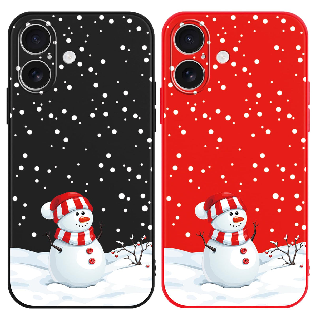 2 Pack Christmas Phone Case for iPhone 16 6.1'', Cute Christmas Tree Pattern Gifts Case with Gingerbread Canes Design Soft TPU Anti-Fall Protective Slim Shockproof Cover for Girl Women Men