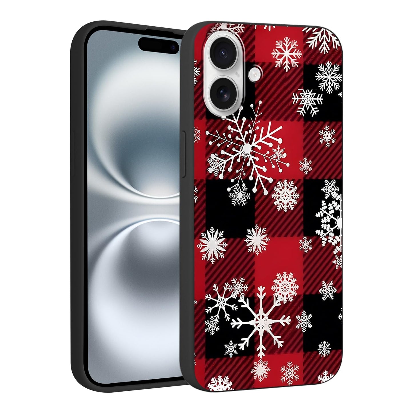 Merry Christmas Plaid Checkered Phone Case for iPhone 11 6.1", Cute Xmas Case Red Grey Scottish Tartan Grid Stripe Pattern Design Cover Shockproof Soft Silicone Protective Funda for Girl Women