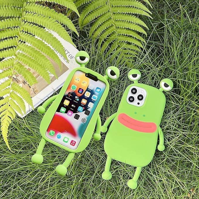 Cute Case for iPhone 16 Plus Unique Kawaii Funny Cover Cartoon Frog Soft Silicone Rubber Shockproof Protective Case for Girls Women