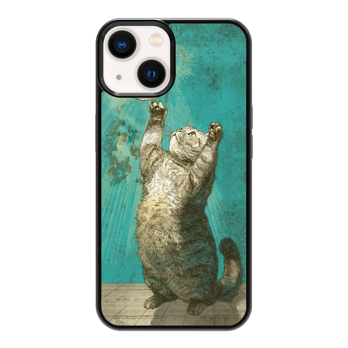 Lush Tropical Monstera Leaves Black Cat Botanical Art Phone Case, Shockproof Protective Cover for iPhone 11 12 13 14 15 16 17 Pro Max Plus Mini XR 7 8 SE