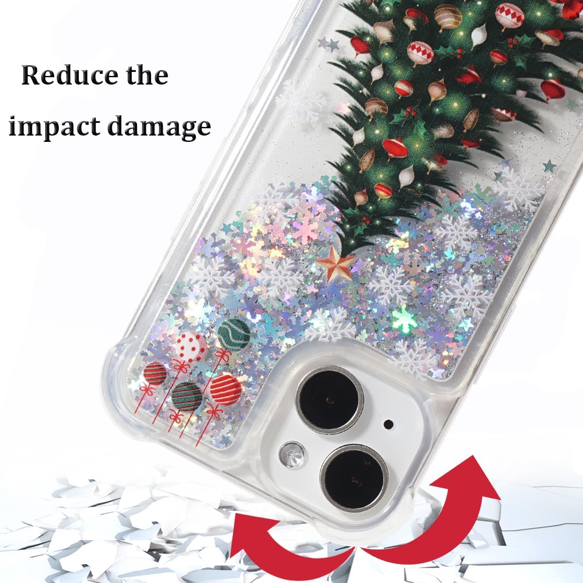 Glitter Christmas Case Compatible with iPhone 15 Glitter Case Christmas Tree Clear Soft TPU Rubber Bumper Girly Women Cute Liquid Holiday Case for iPhone 15 6.1‘’(Christmas Tree)