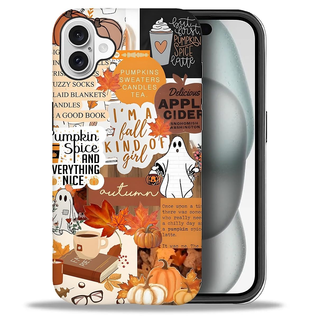 Case for iPhone 17,Drop Protection Hybrid 2-Layer Hard Phone Cover-Vintage Christmas Stamps Collage