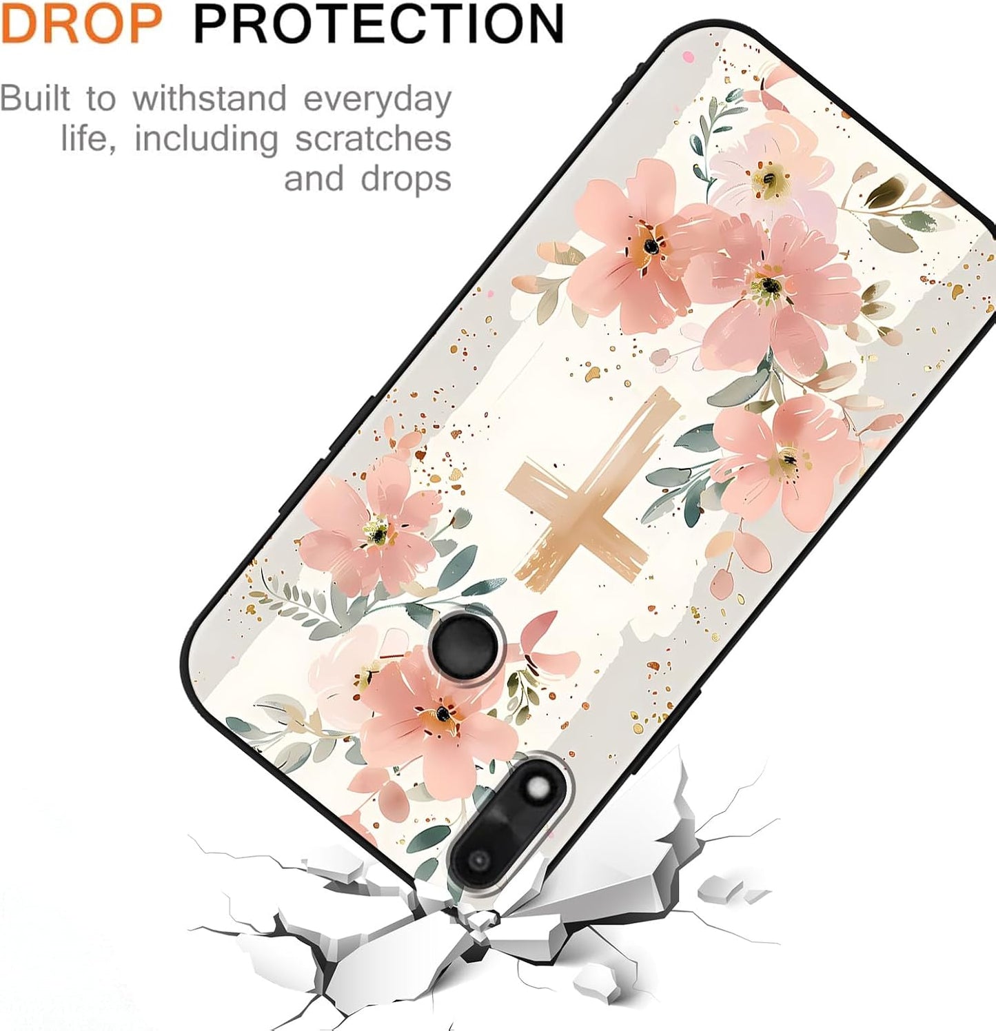 2 Pack Cartoon Floral Phone Case for Gabb Phone 4 6.1",Cute Kawaii Flower Collage Pattern Cases Aesthetic Design,Black TPU Bumper Protective Cover for Girls Women