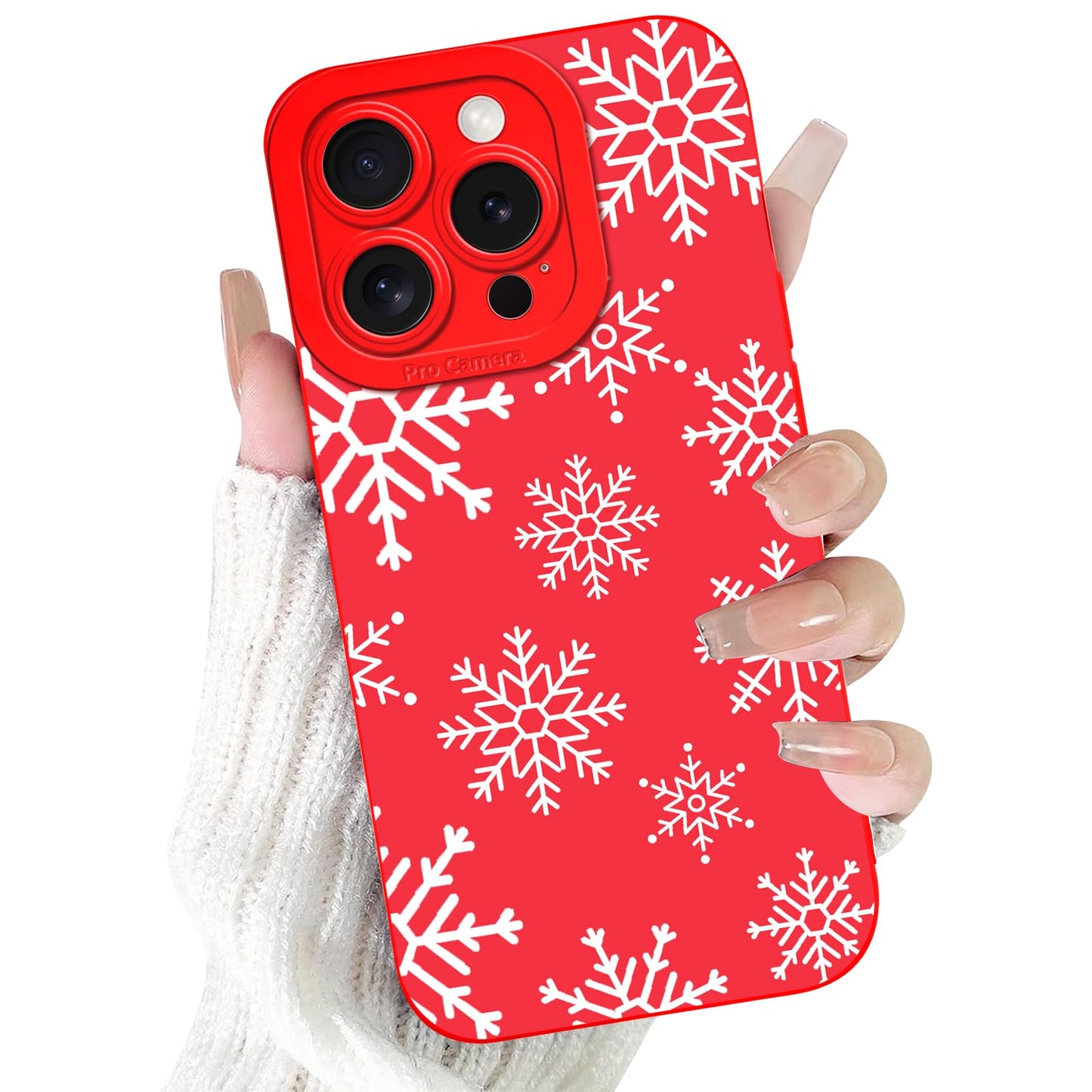 Merry Christmas Phone Case for iPhone 16 6.1，Cute Silicone Case with Xmas Tree Snowflakes, Elk Pattern，Soft Protective Shockproof Gifts for Girls Women Men Boys-Red White Snowflake