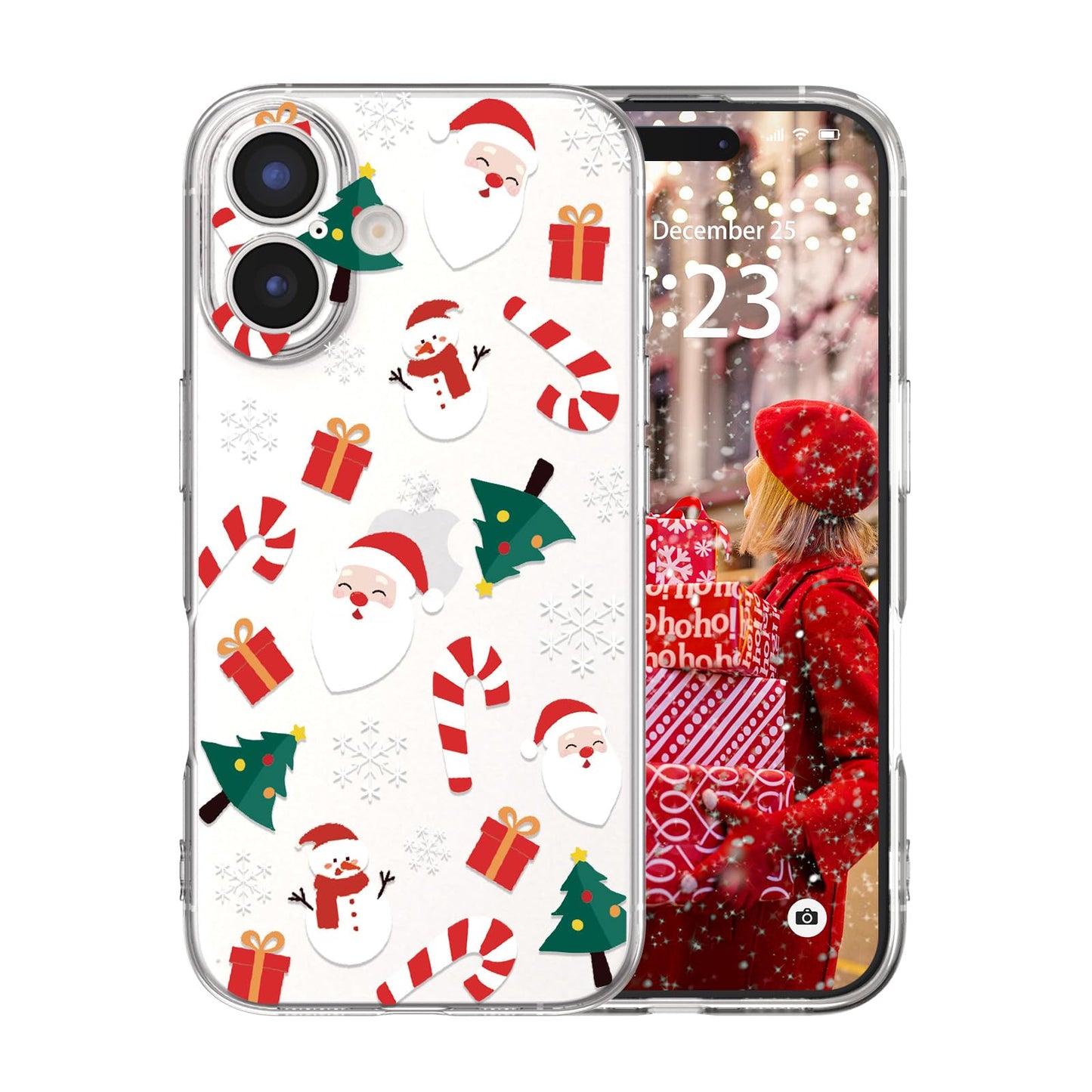 for iPhone 16 Christmas Case Cute Xmas Tree Clear - Gingerbread Man | Xmas Santa Girly Women Girls Kids Snowflakes Candy Winter Holiday Festival Gifts Trendy Soft Protective Cover