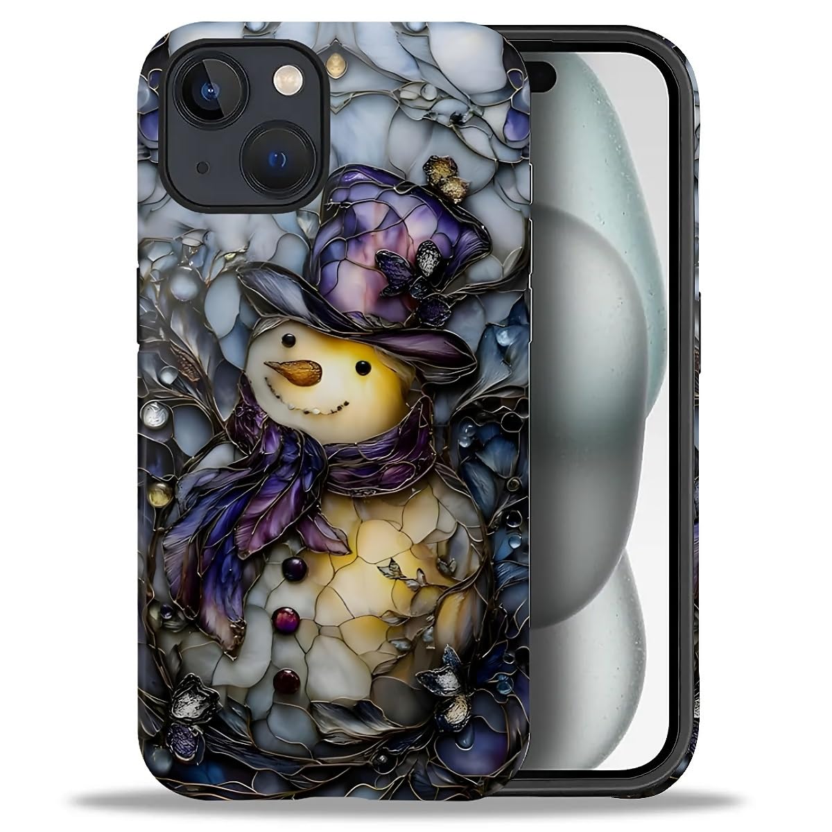 Case for iPhone 17,Drop Protection Hybrid 2-Layer Hard Phone Cover-Vintage Christmas Stamps Collage