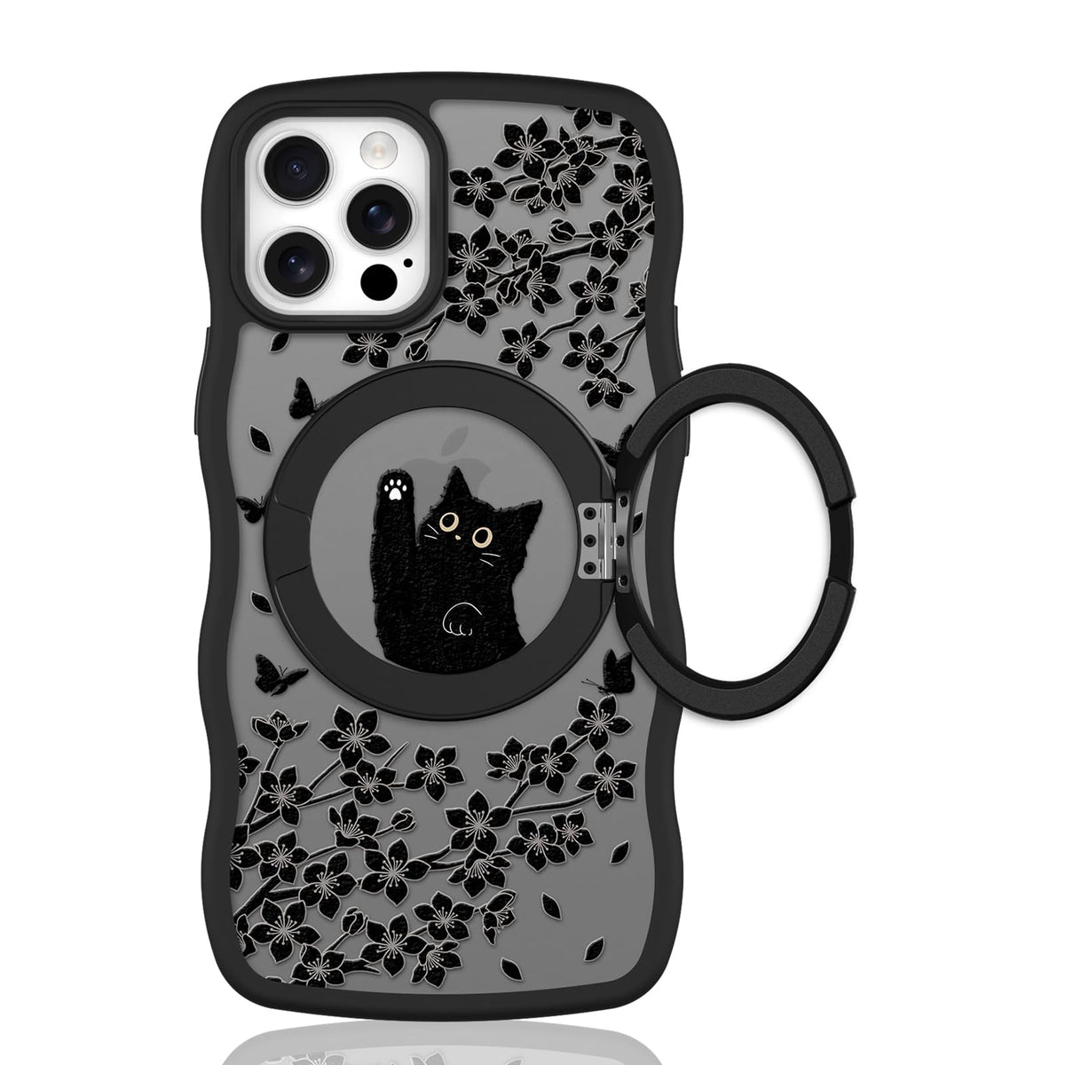 Cute Magnetic Case for iPhone 14 Case, Black Cats Pattern | Compatible with MagSafe, Soft Bumper Hard Back Kawaii Animal Aesthetic Protective Phone Cover Design for Women Girls Boys