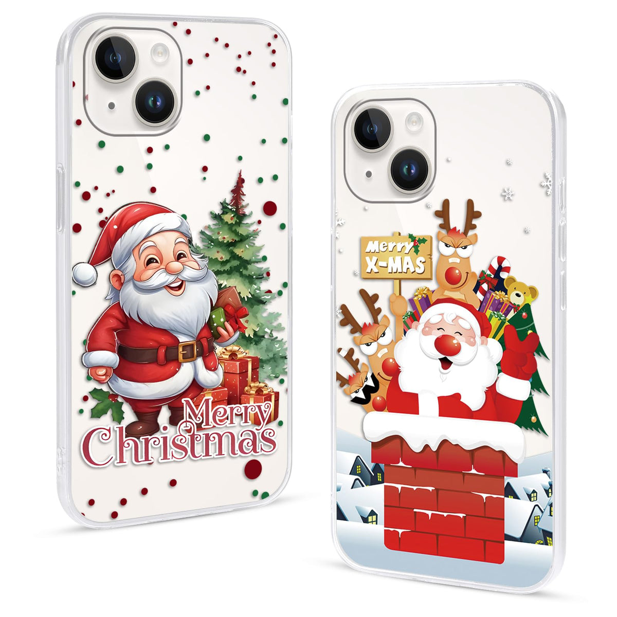 2 Pack Christmas Phone Case for iPhone 16 6.1'', Cute Christmas Tree Pattern Gifts Case with Gingerbread Canes Design Soft TPU Anti-Fall Protective Slim Shockproof Cover for Girl Women Men