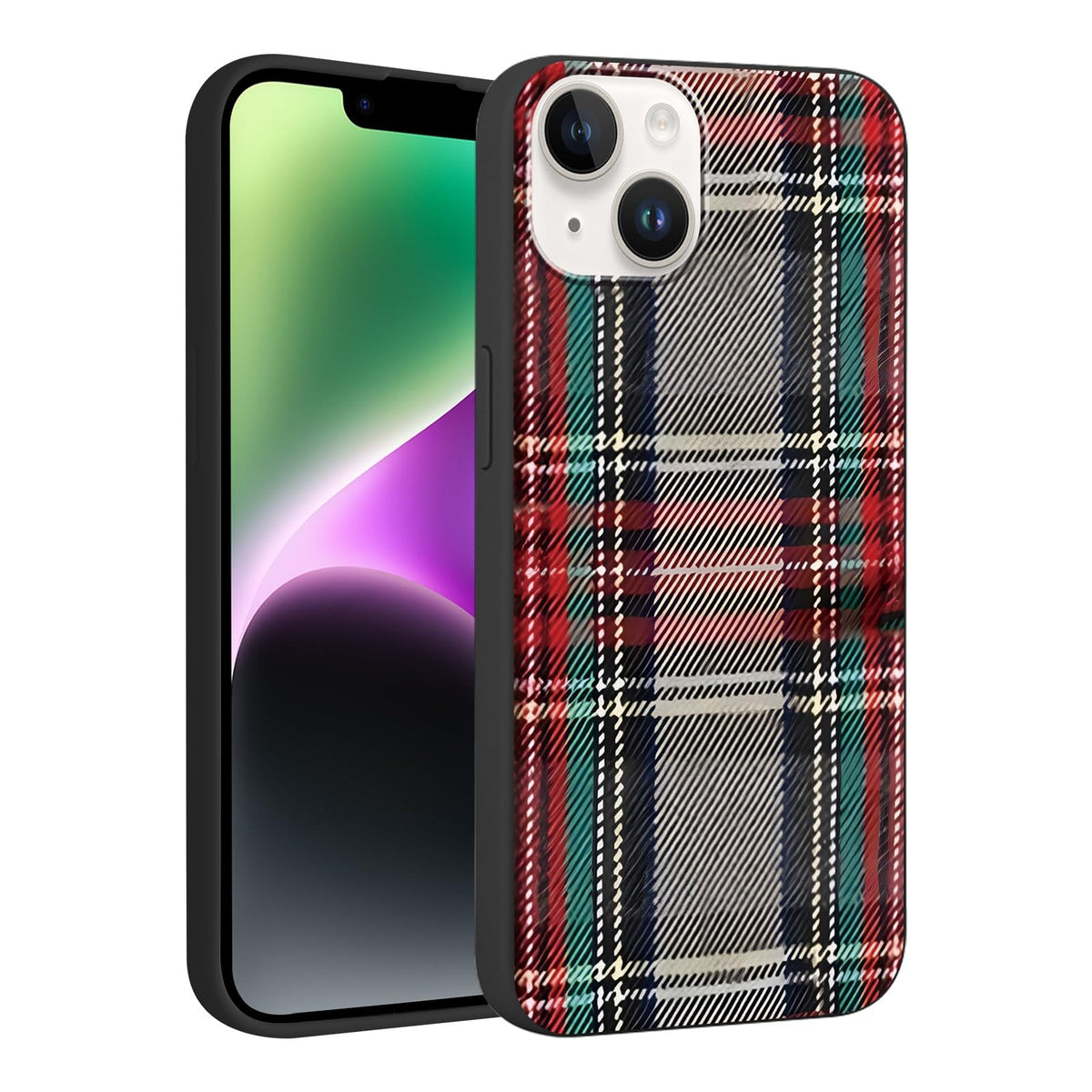 Merry Christmas Plaid Checkered Phone Case for iPhone 11 6.1", Cute Xmas Case Red Grey Scottish Tartan Grid Stripe Pattern Design Cover Shockproof Soft Silicone Protective Funda for Girl Women