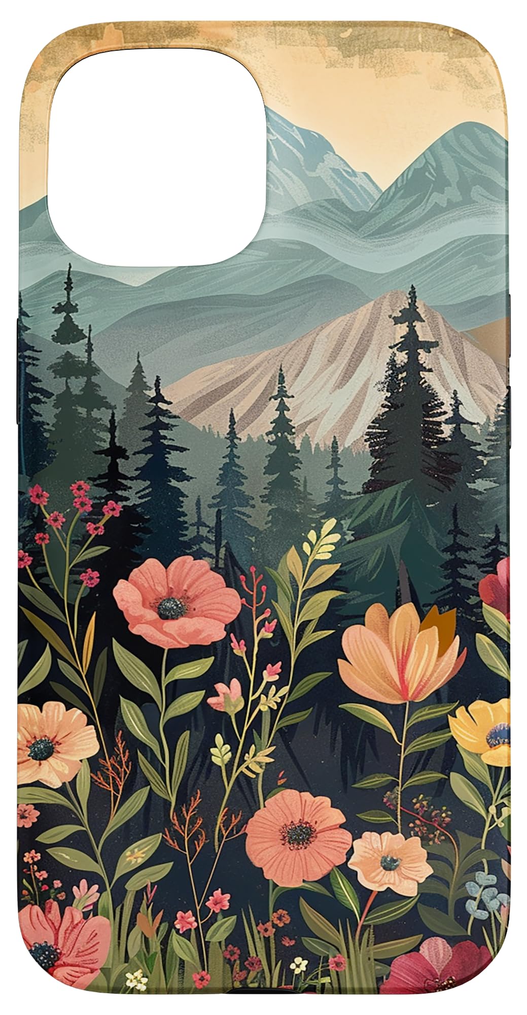Floral Mountain Boho Pine Tree Forest Nature Case for iPhone 11