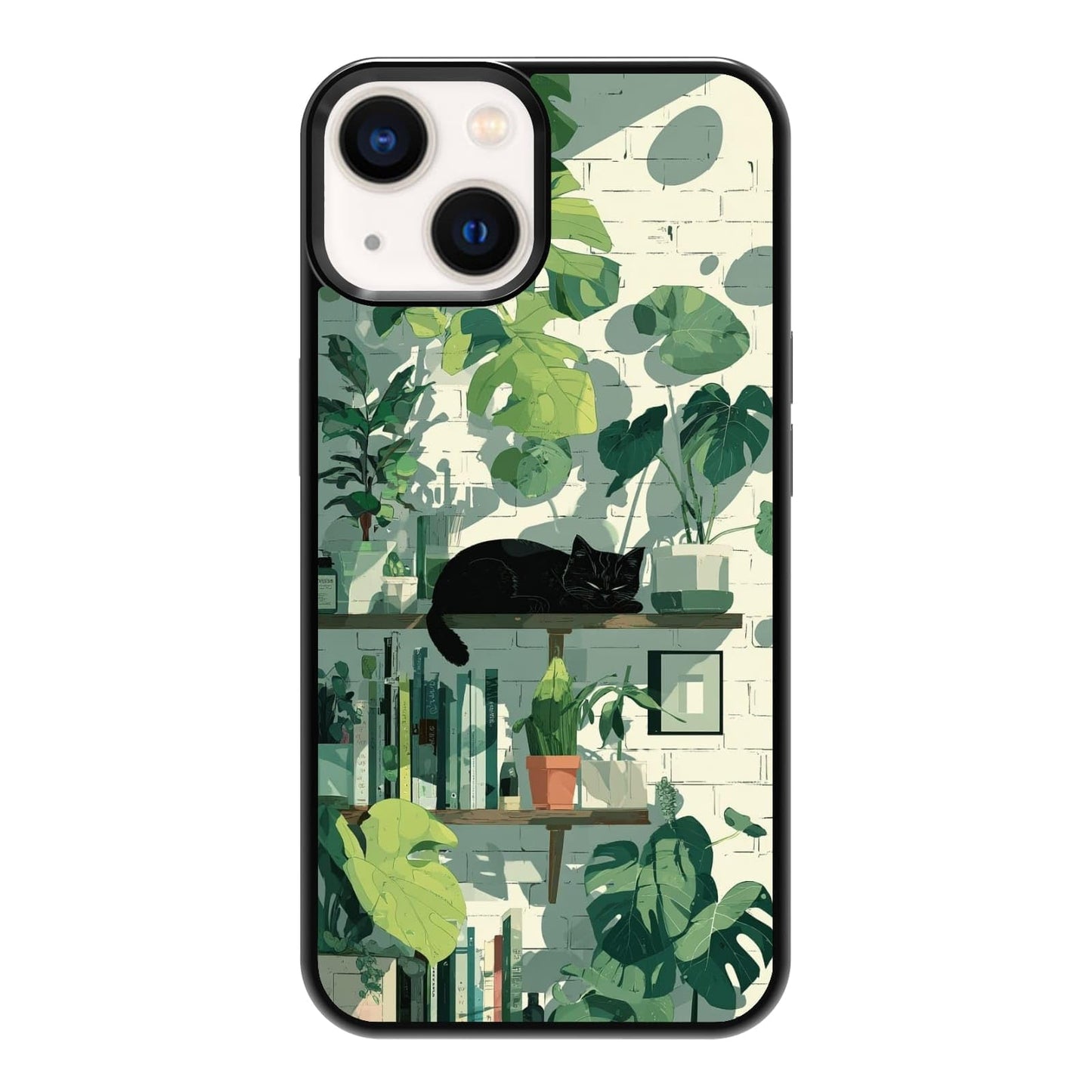 Plant Lover Black Cat Houseplants Indoor Garden Aesthetic Phone Case, Shockproof Protective Cover for iPhone 11 12 13 14 15 16 17 Pro Max Plus Mini XR 7 8 SE