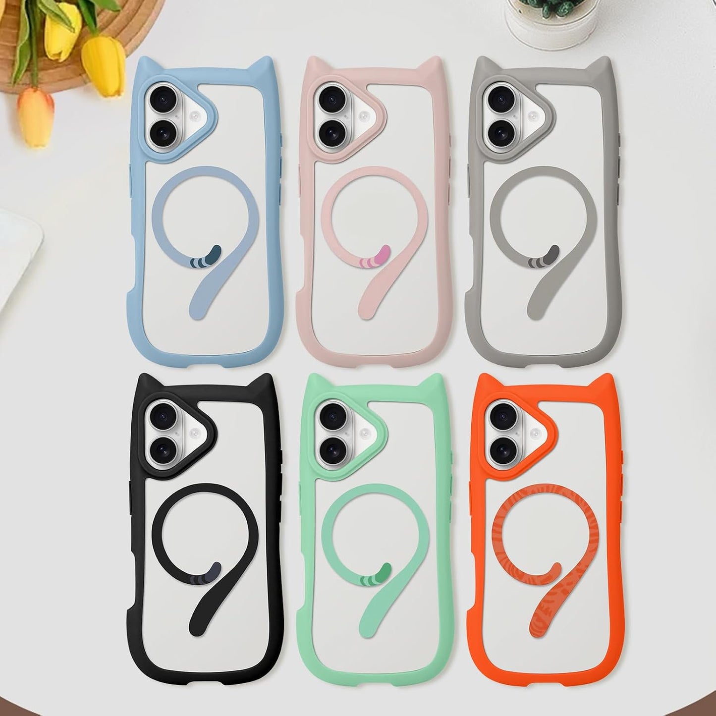 AIGOMARA Cute Kitty Case for iPhone 17 with 3D Cat Ears, Black | Kawaii Magnetic Tail Design [Compatible with MagSafe] Clear Aesthetic Drop Proof Protective Phone Cover for Women Girls
