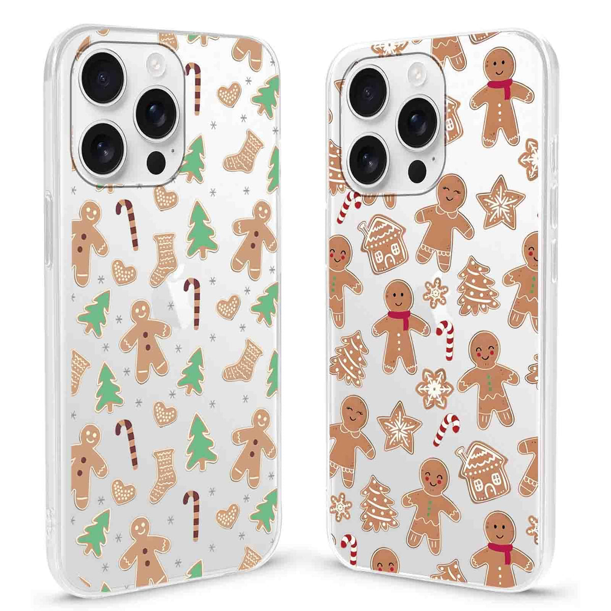 2 Pack Christmas Phone Case for iPhone 16 6.1'', Cute Christmas Tree Pattern Gifts Case with Gingerbread Canes Design Soft TPU Anti-Fall Protective Slim Shockproof Cover for Girl Women Men