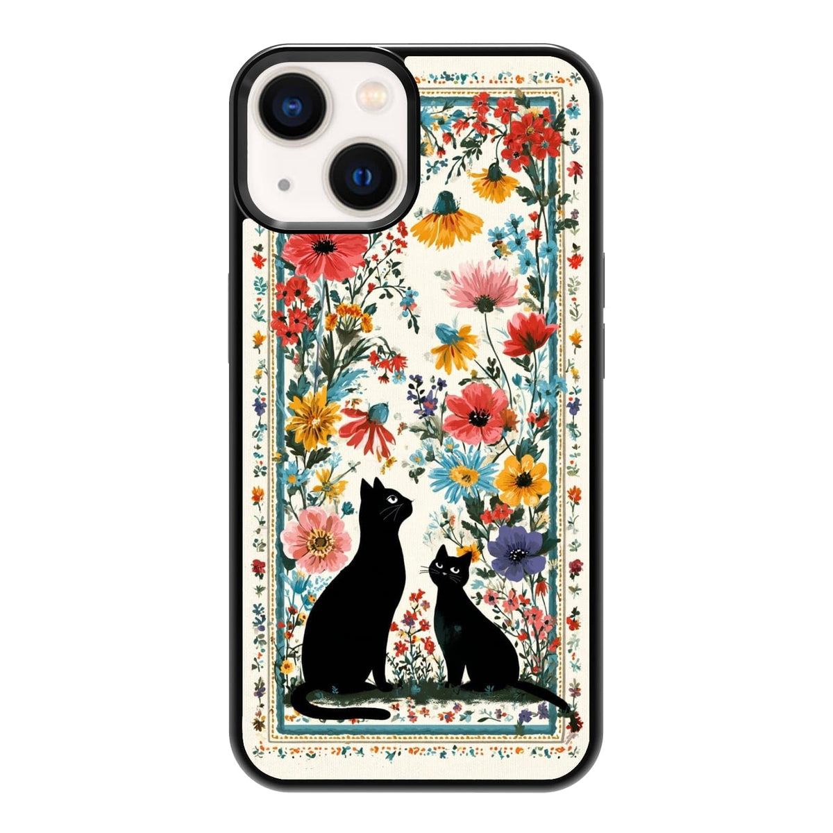 Black Cat Indoor Jungle Potted Plants Bookshelf Dark Green Botanical Urban Forest Phone Case, Shockproof Protective Cover for iPhone 11 12 13 14 15 16 17 Pro Max Plus Mini XR 7 8 SE