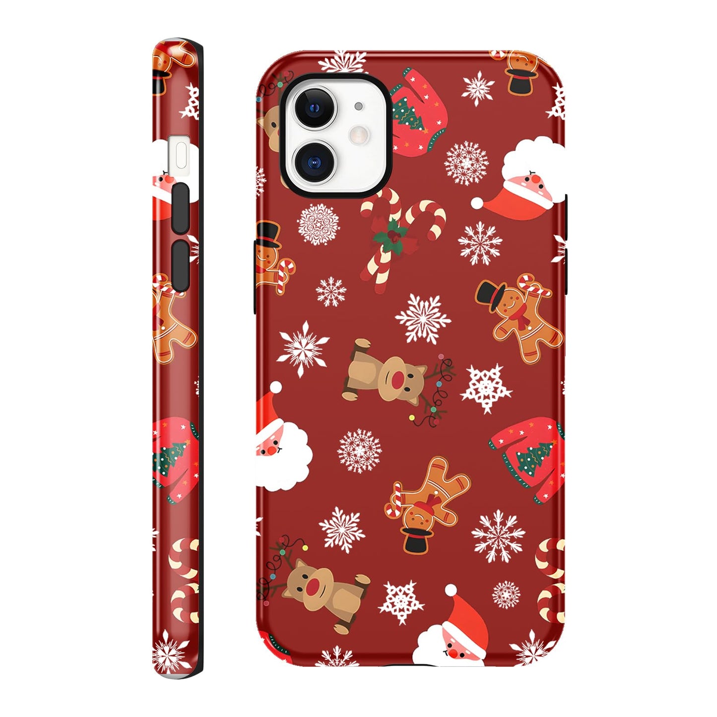 Merry Christmas Phone Case for iPhone 13/14, Cute Case with Candy Gingerbread Man Pattern, Hybrid Durable Shockproof Soft Silicone Cover for Girl Women Men Boys