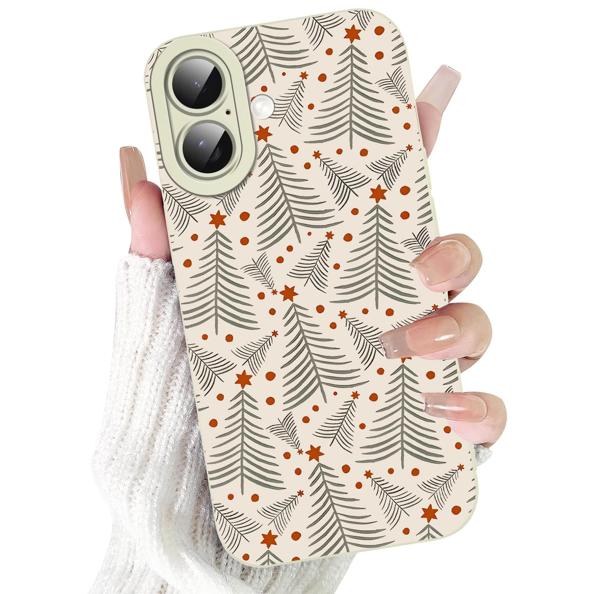 Merry Christmas Phone Case for iPhone 16 6.1，Cute Silicone Case with Xmas Tree Snowflakes, Elk Pattern，Soft Protective Shockproof Gifts for Girls Women Men Boys-Red White Snowflake