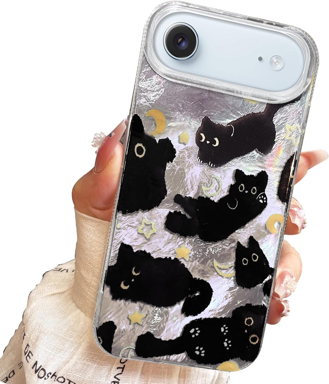 iPhone 13/14 Case, Black Cat Design, Slim Silicone Bumper Case, Wireless Charging Compatible