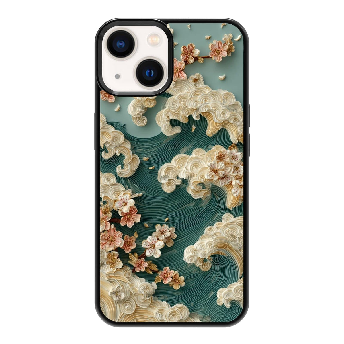 Dark Botanical Wildflower Forest Green Leaf White Blossom Nature Art Phone Case, Shockproof Protective Cover for iPhone 11 12 13 14 15 16 17 Pro Max Plus Mini XR 7 8 SE