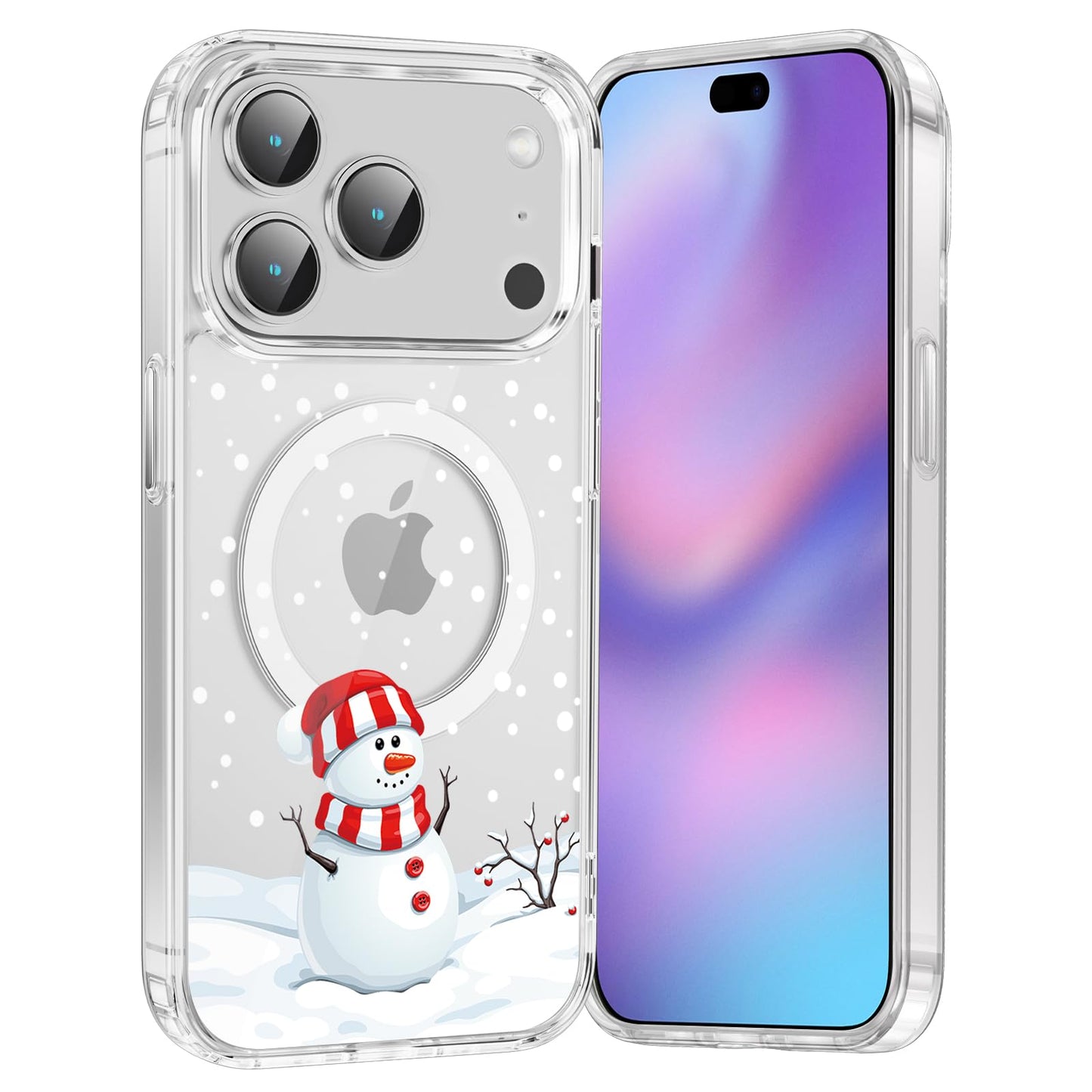 Merry Christmas Snowflake Phone Case for iPhone 13 / iPhone 14 Xmas Clear Magnetic Case 6.1", Compatible with Magsafe, Cute Winter Pattern Design Cover Shockproof Soft TPU Funda for Girl Women