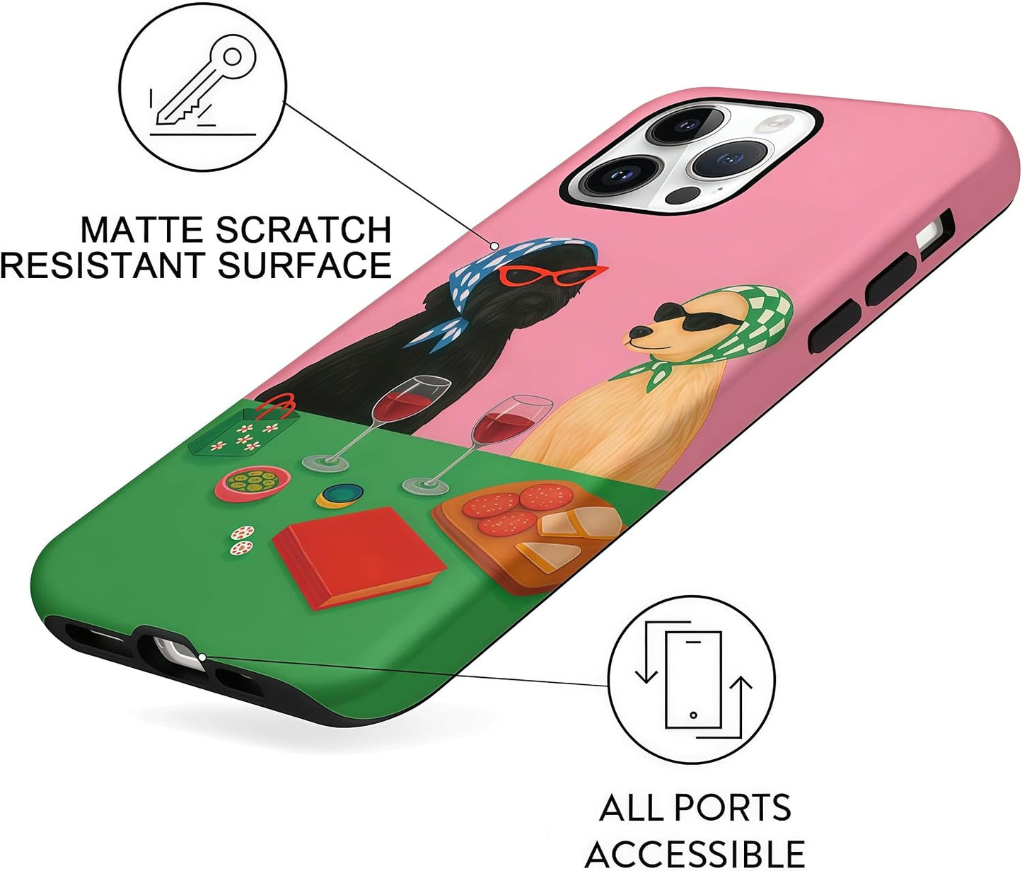 Candlelight Dinner Dog Case for iPhone 12/12 Pro | Hard Hybrid 2-Layer Design, Protective Scratch Resistant Cover for Women Girls