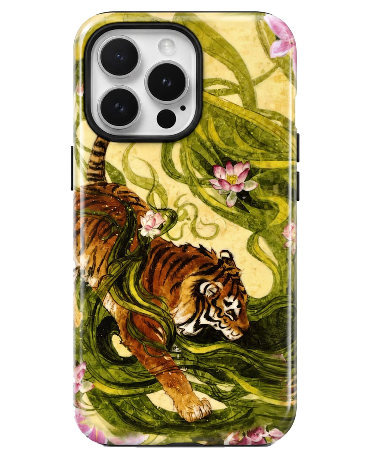 for iPhone 17 Pro Case Cute Retro Chinese-Style Tiger Phone Case Made of Hard PC Material, It Provides Full Protection with A Glossy Finish for Women (Green, iPhone 17 Pro)