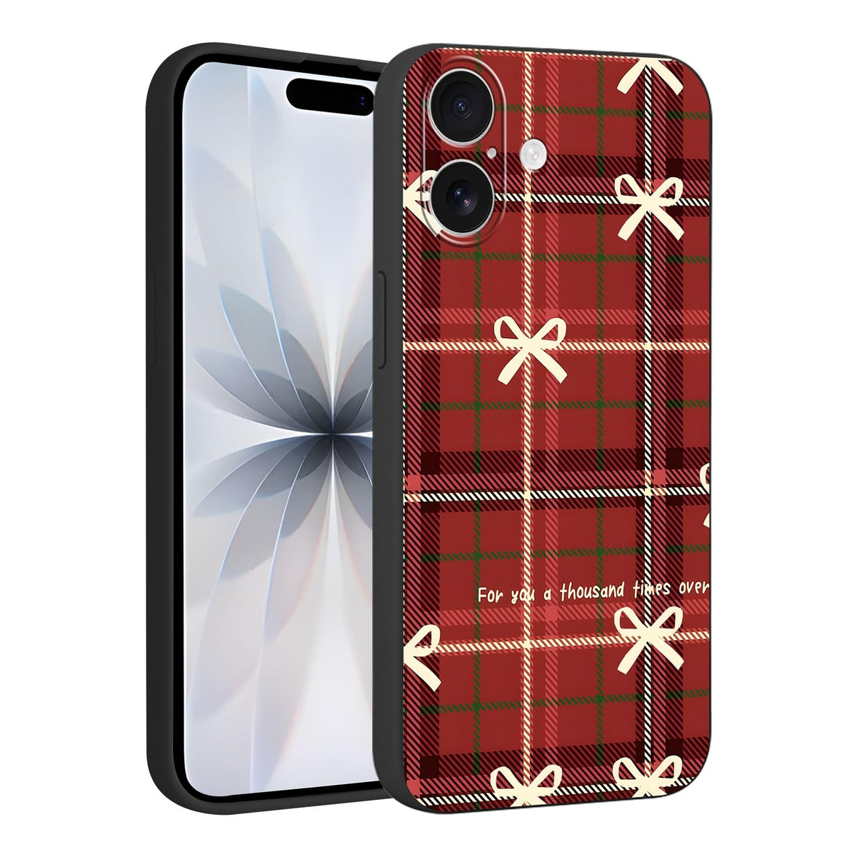 Merry Christmas Plaid Checkered Phone Case for iPhone 11 6.1", Cute Xmas Case Red Grey Scottish Tartan Grid Stripe Pattern Design Cover Shockproof Soft Silicone Protective Funda for Girl Women