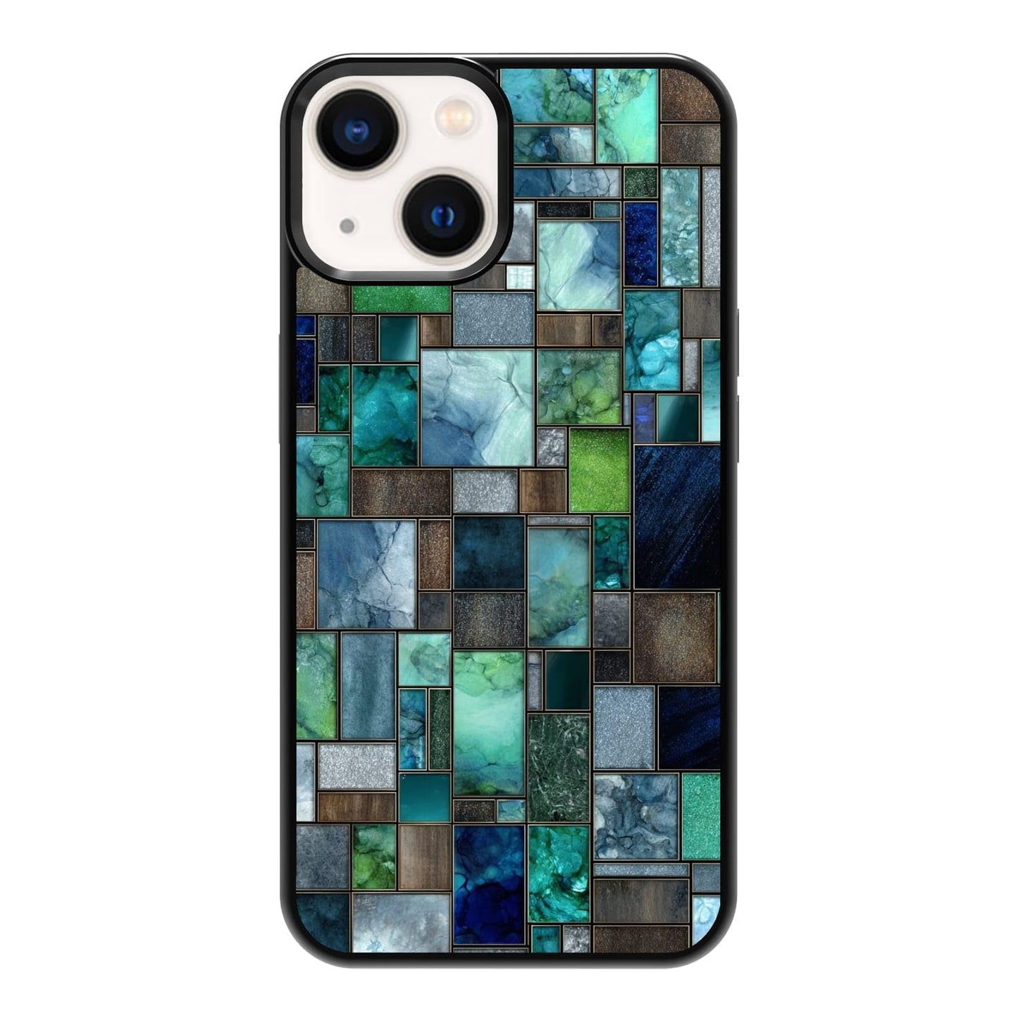 Nature Stained Glass Green Forest Tree Sunlight Phone Case, Shockproof Protective Cover for iPhone 11 12 13 14 15 16 17 Pro Max Plus Mini XR 7 8 SE