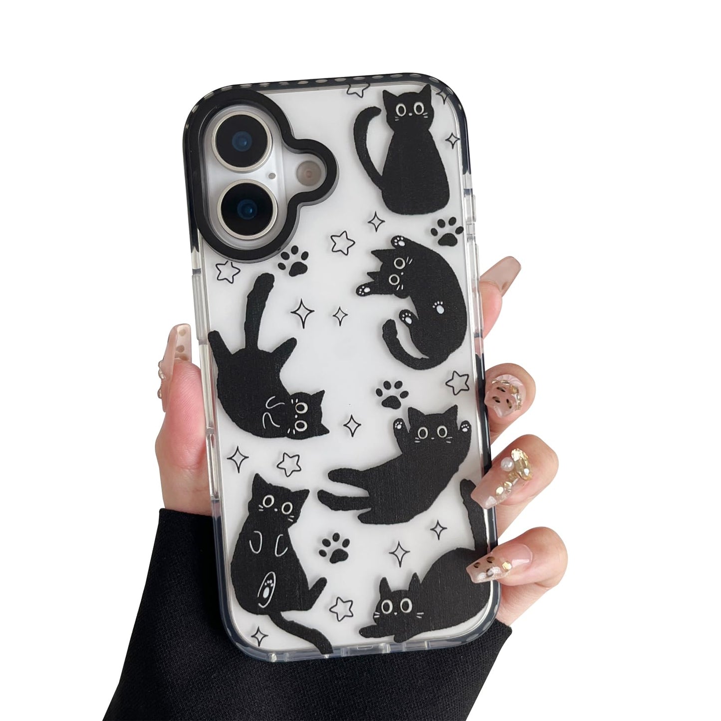 Compatible with iPhone 17 Case,Clear Cute Black Cat Pattern with Shockproof Slim Soft TPU Protective Phone Case for Women Designed for iPhone 17 6.3"