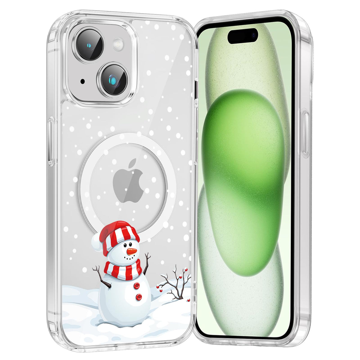 Merry Christmas Snowflake Phone Case for iPhone 13 / iPhone 14 Xmas Clear Magnetic Case 6.1", Compatible with Magsafe, Cute Winter Pattern Design Cover Shockproof Soft TPU Funda for Girl Women
