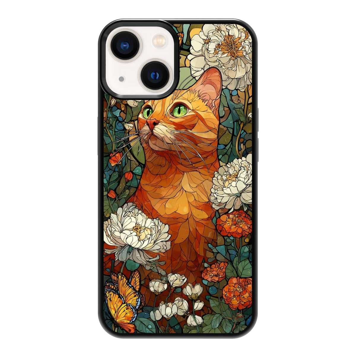 Nature Stained Glass Green Forest Tree Sunlight Phone Case, Shockproof Protective Cover for iPhone 11 12 13 14 15 16 17 Pro Max Plus Mini XR 7 8 SE