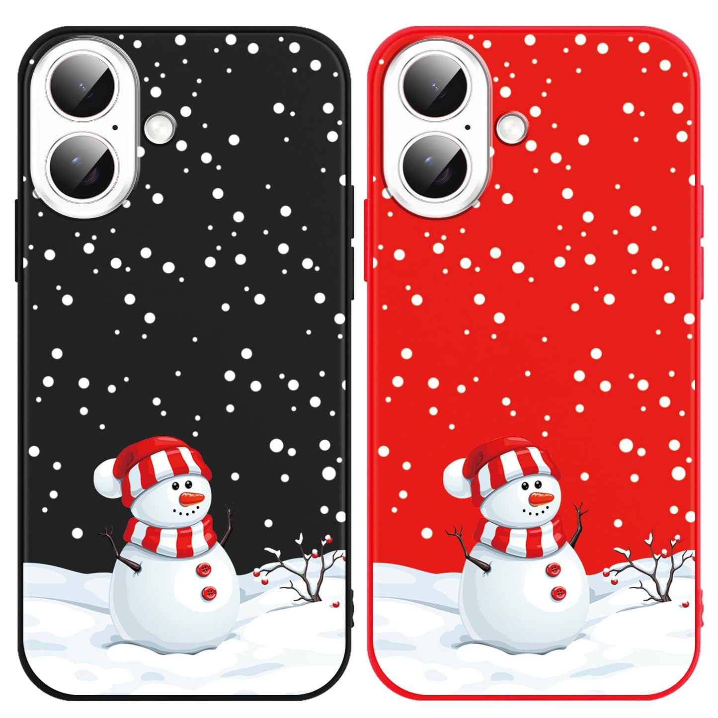2 Pack Christmas Phone Case for iPhone 16 6.1'', Cute Christmas Tree Pattern Gifts Case with Gingerbread Canes Design Soft TPU Anti-Fall Protective Slim Shockproof Cover for Girl Women Men