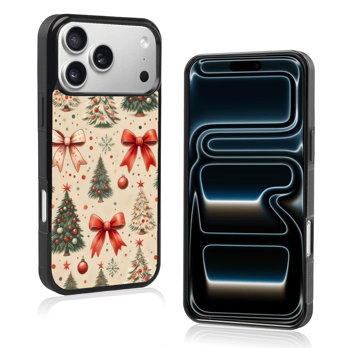 Cute Christmas Tree Bow Phone Case: Kawaii Winter Non-Slip Design Compatible with iPhone 13./14 Case for Women & Girl（14）