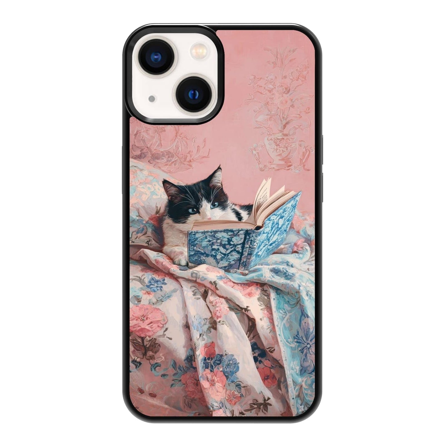 Lush Tropical Monstera Leaves Black Cat Botanical Art Phone Case, Shockproof Protective Cover for iPhone 11 12 13 14 15 16 17 Pro Max Plus Mini XR 7 8 SE