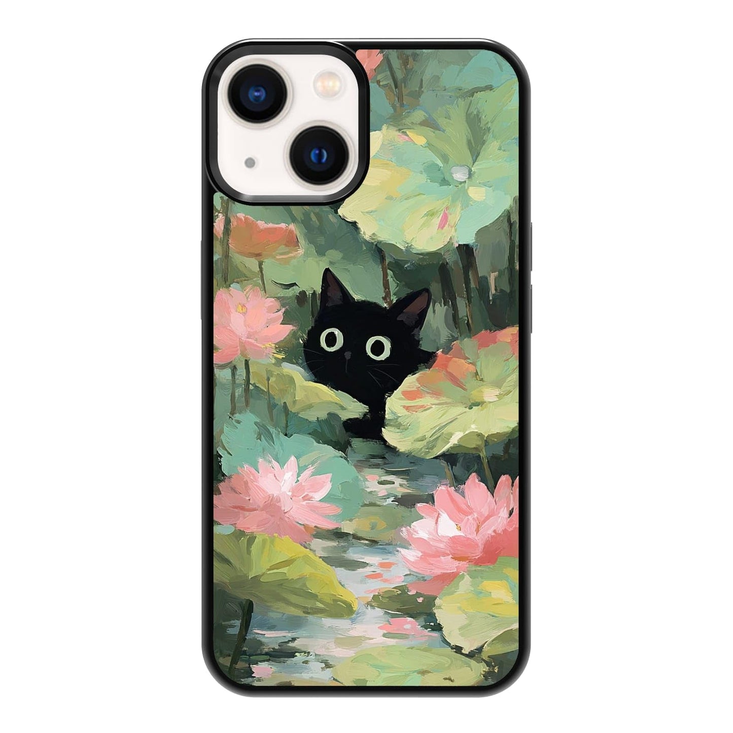 Black Cat Indoor Jungle Potted Plants Bookshelf Dark Green Botanical Urban Forest Phone Case, Shockproof Protective Cover for iPhone 11 12 13 14 15 16 17 Pro Max Plus Mini XR 7 8 SE