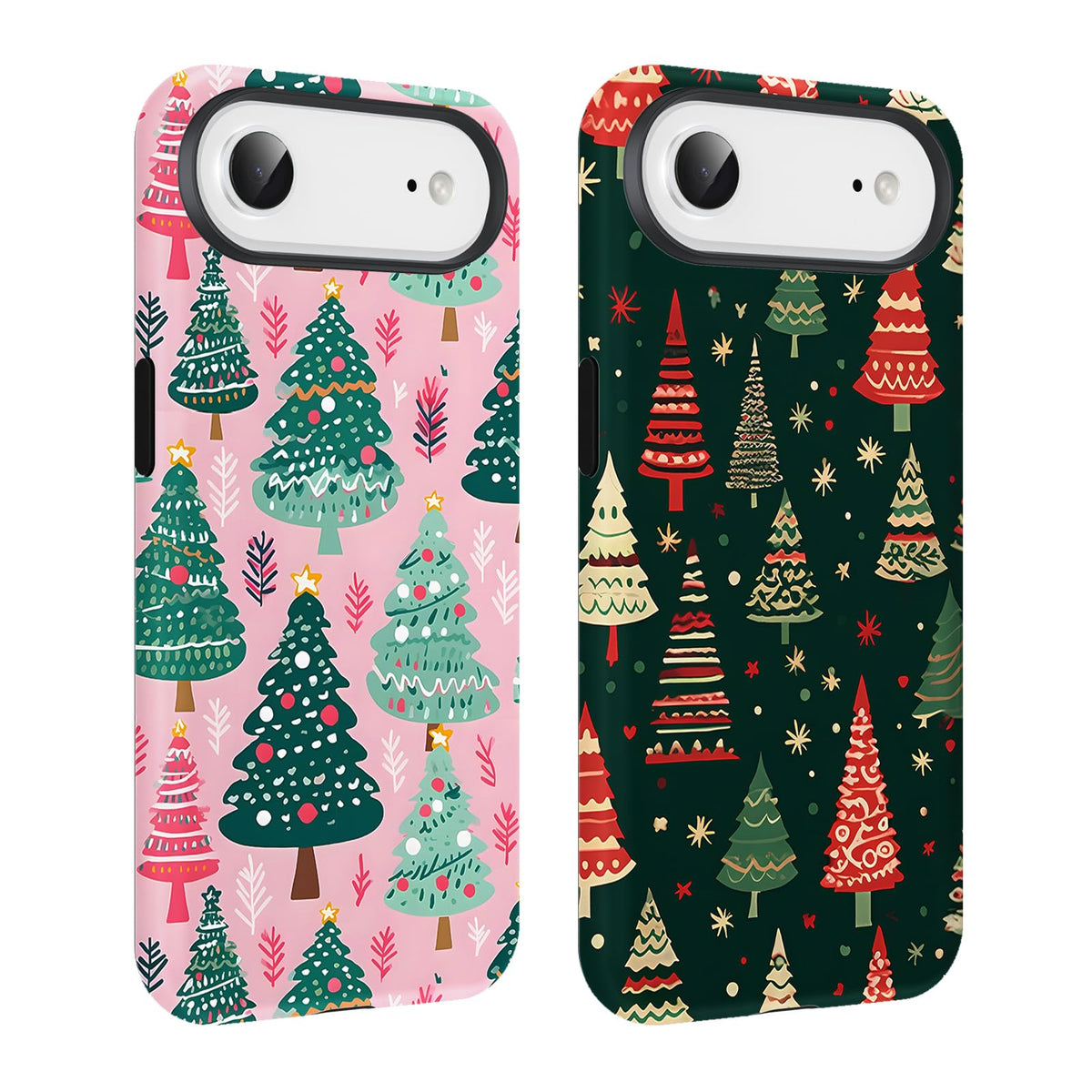 2 Pack Merry Christmas Tree Phone Case for iPhone 13 / iPhone 14 Case 6.1", Cute Xmas Snowflake Pattern Design Phone Cover Hard PC Shockproof Soft TPU Matte Protection Funda for Girls Women