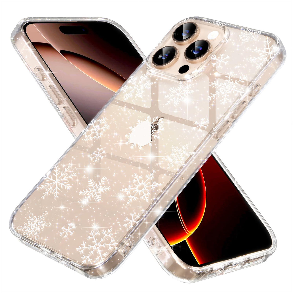 Choiche Compatible for iPhone 16 Case, Cute Glitter Sparkly Bling Christmas Phone Case, Military-Grade Drop Protection Shockproof Cover for Women Girls (Glitter Snowflake)