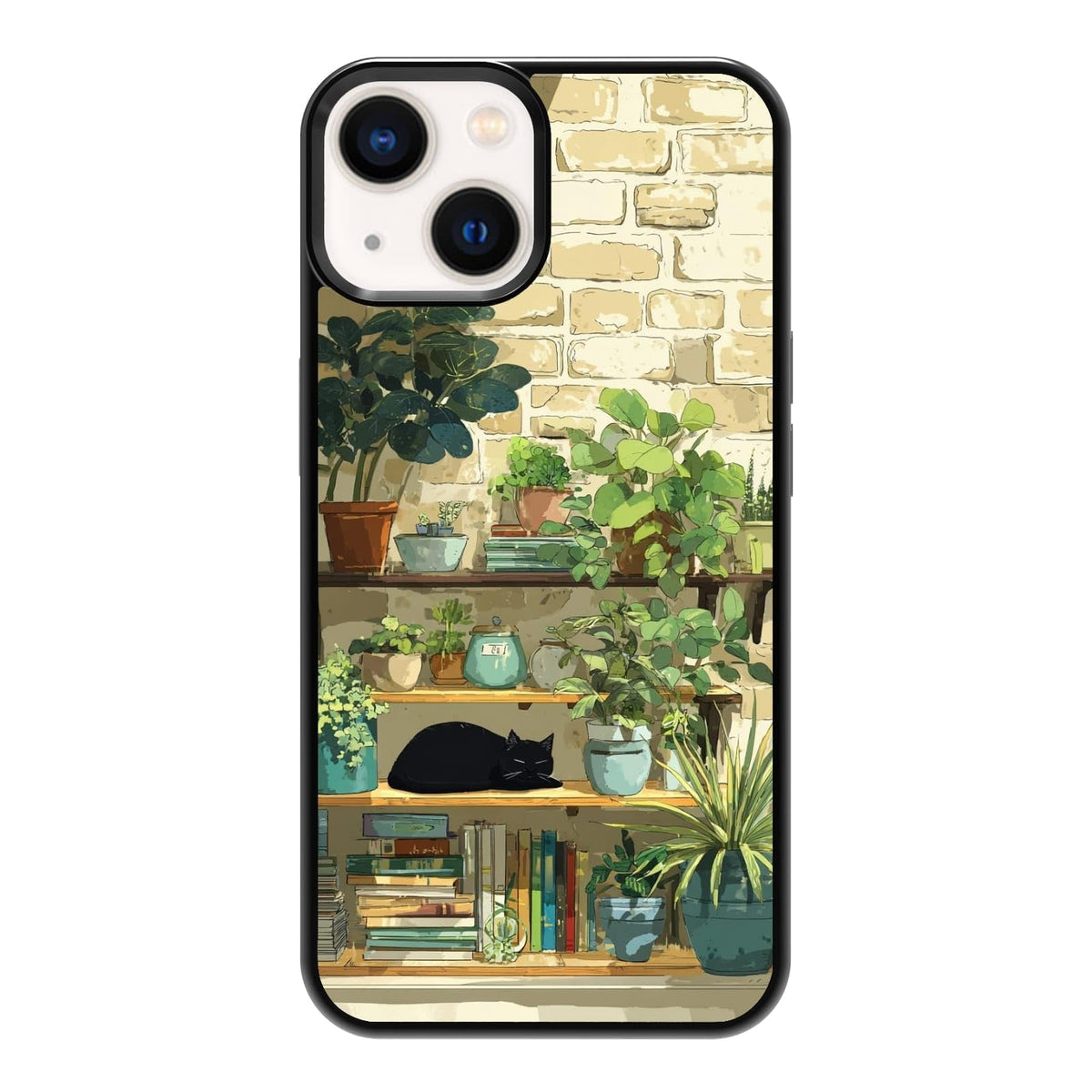 Plant Lover Black Cat Houseplants Indoor Garden Aesthetic Phone Case, Shockproof Protective Cover for iPhone 11 12 13 14 15 16 17 Pro Max Plus Mini XR 7 8 SE