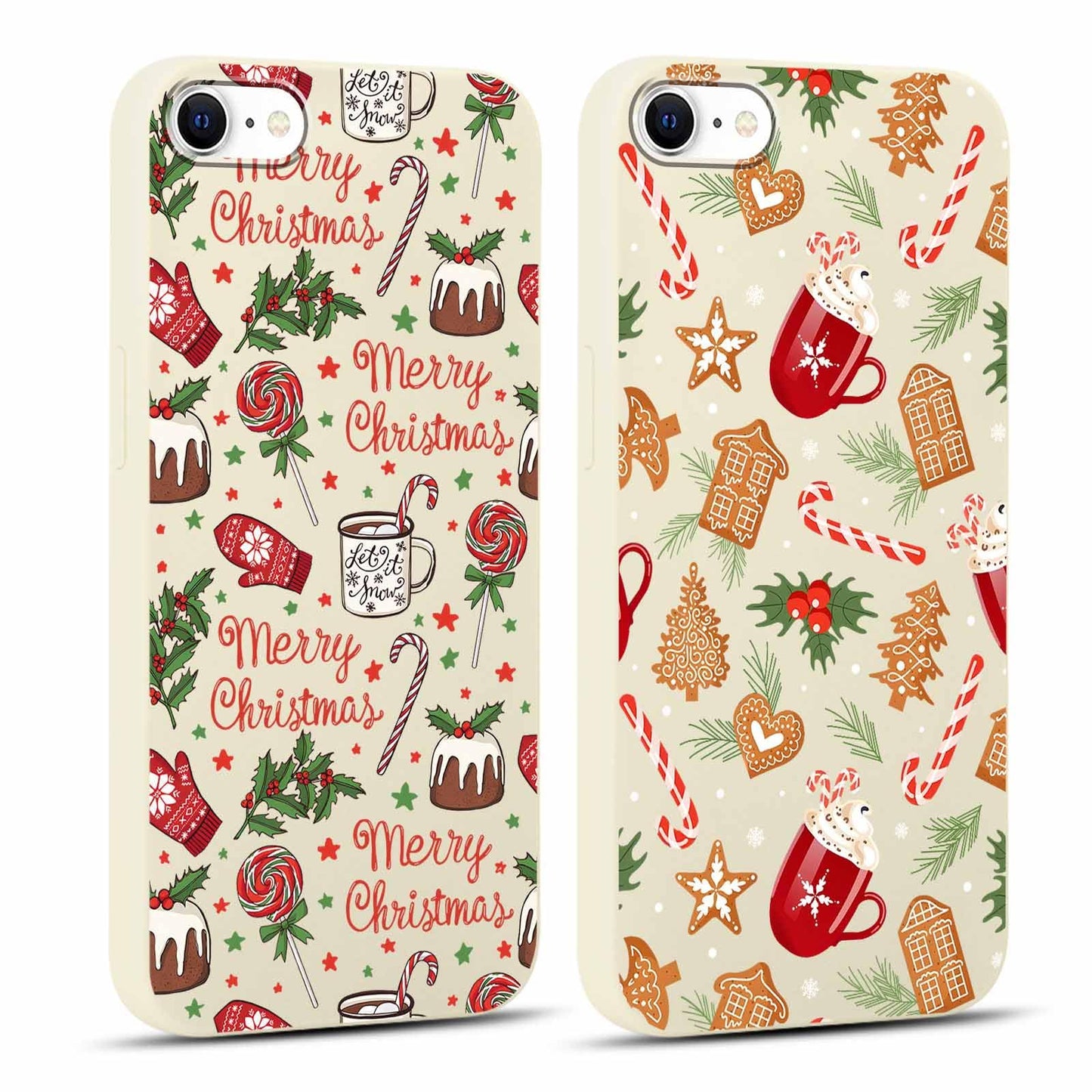 2 Pack Merry Christmas Phone Case for iPhone 16 6.1", Cute Xmas Christmas Tree Pattern Case with Candy Design Christmas Decorations Gifts Shockproof Soft Silicone Cover for Girl Women