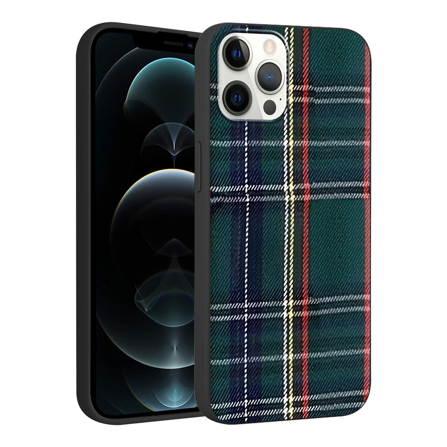 Merry Christmas Plaid Checkered Phone Case for iPhone 11 6.1", Cute Xmas Case Red Grey Scottish Tartan Grid Stripe Pattern Design Cover Shockproof Soft Silicone Protective Funda for Girl Women