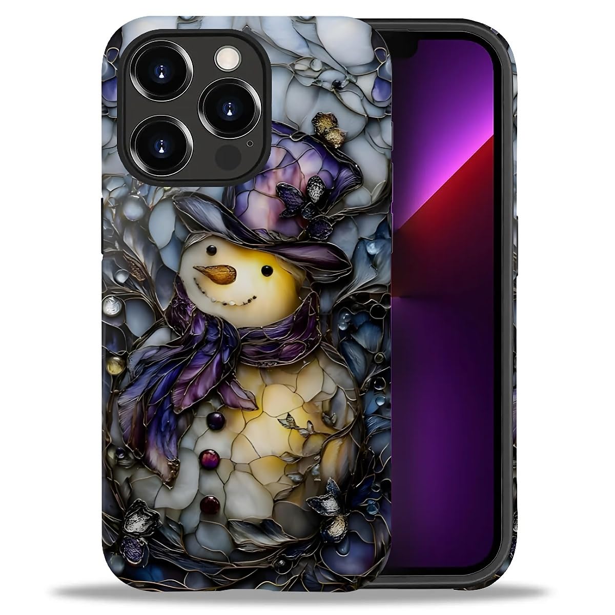 Case for iPhone 17,Drop Protection Hybrid 2-Layer Hard Phone Cover-Vintage Christmas Stamps Collage