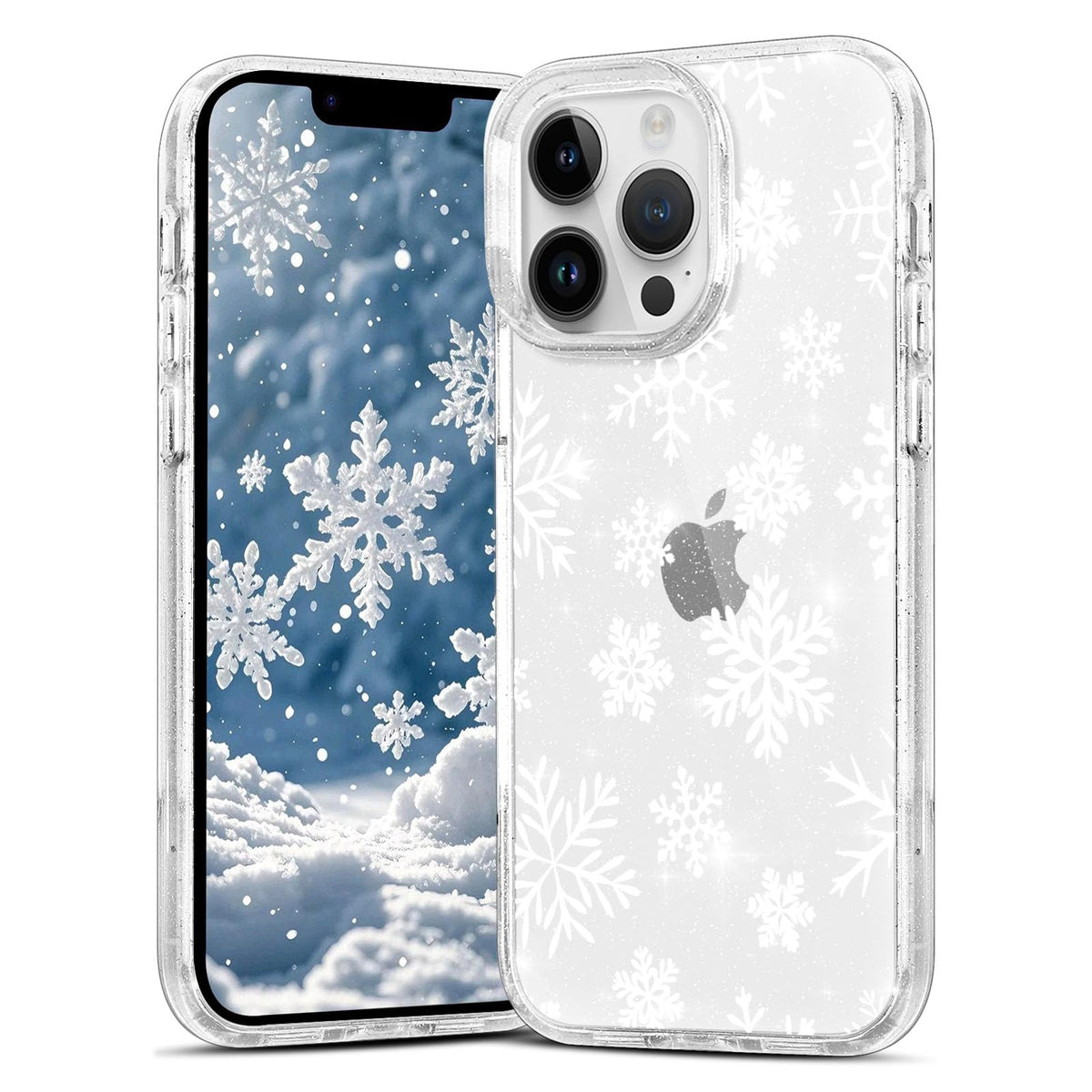 Christmas Phone Case for iPhone 13 6.1", Cute Glitter Christmas Tree Candy Snowflake Pattern, Preety Bling Sparkle Soft TPU Anti-Scratch Shockproof Protective Cover for Women Girls