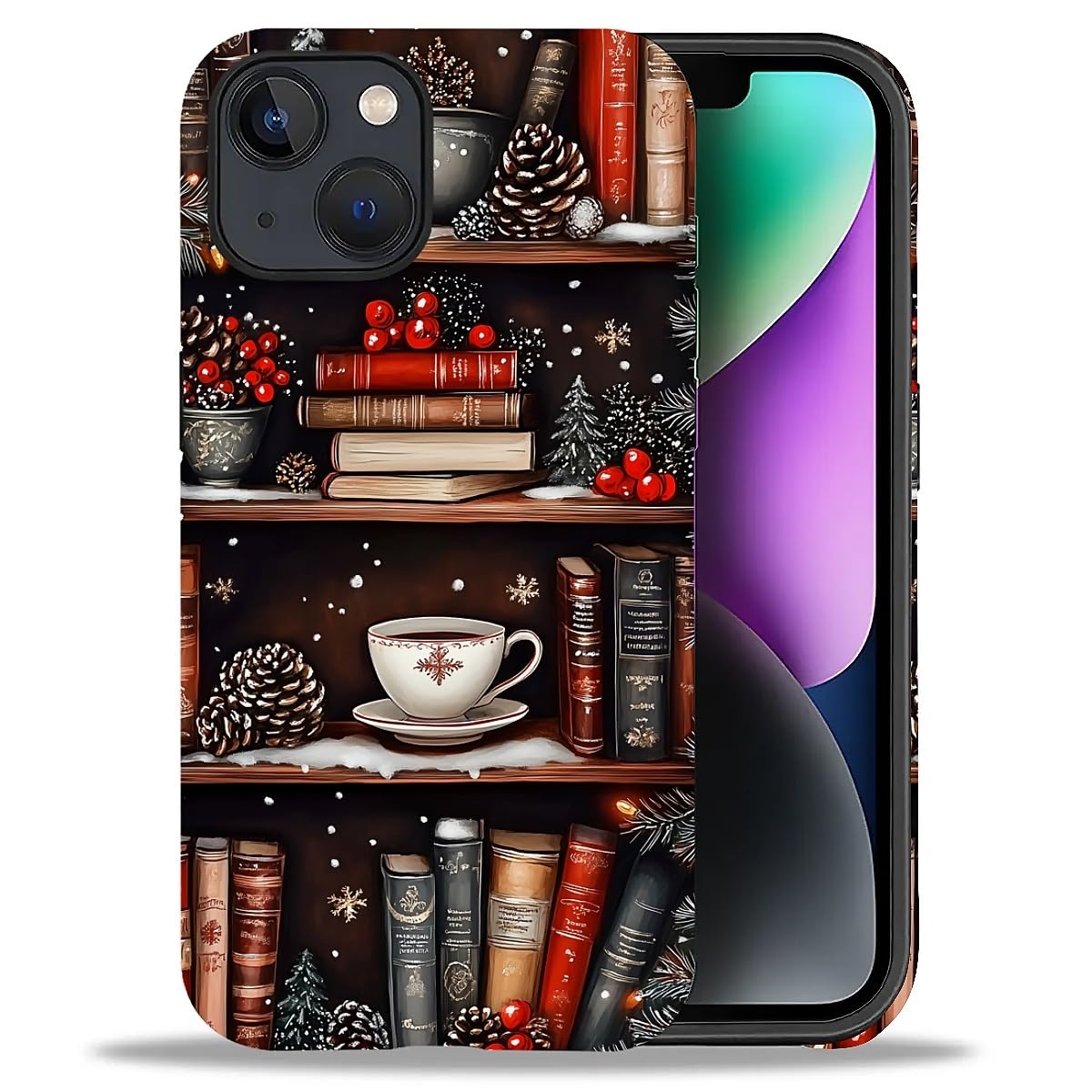 Case for iPhone 17,Drop Protection Hybrid 2-Layer Hard Phone Cover-Vintage Christmas Stamps Collage