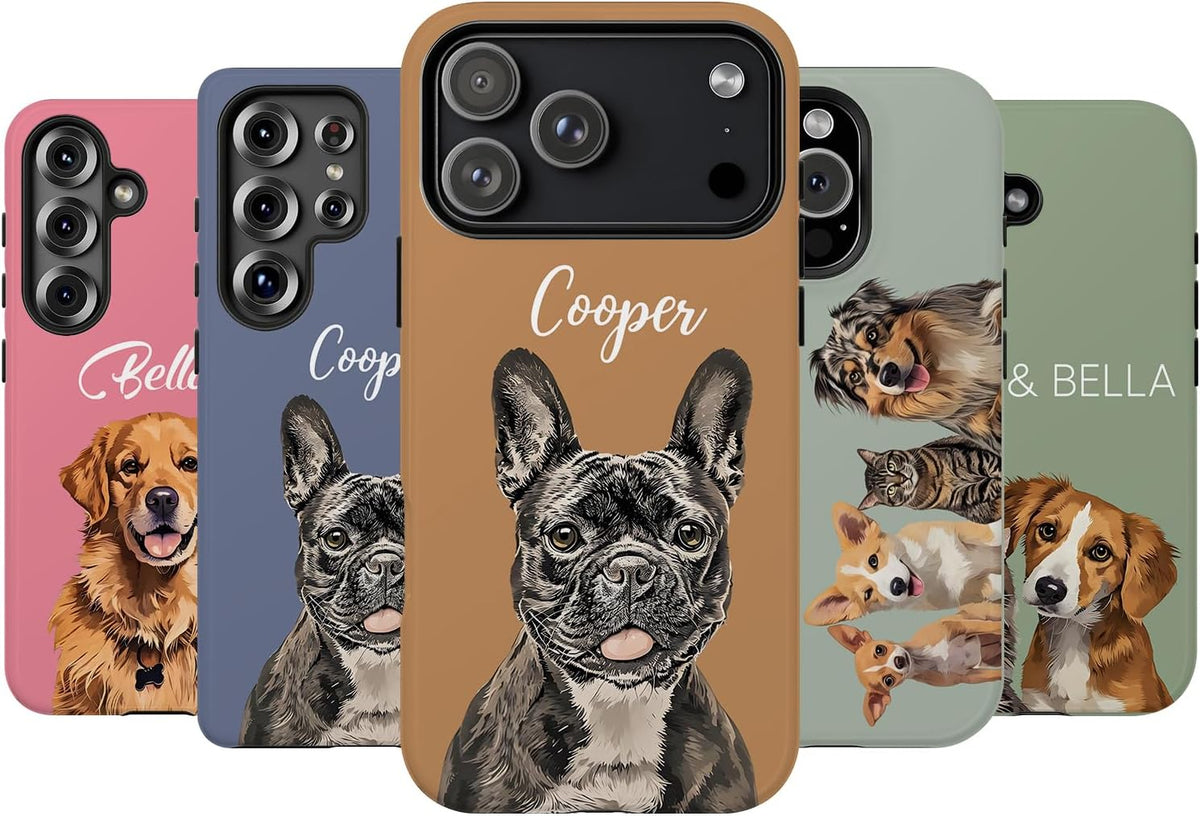Personalized Pet Photo Phone Case - Custom Name and Picture, Dog Cat Case, Gifts For Dog Mom, Compatible with 17 16 15 14 12 13 11 S24 S24 (Pet 2)