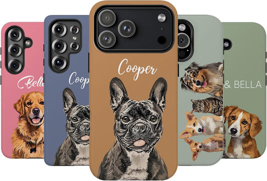 Personalized Pet Photo Phone Case - Custom Name and Picture, Dog Cat Case, Gifts For Dog Mom, Compatible with 17 16 15 14 12 13 11 S24 S24 (Pet 2)