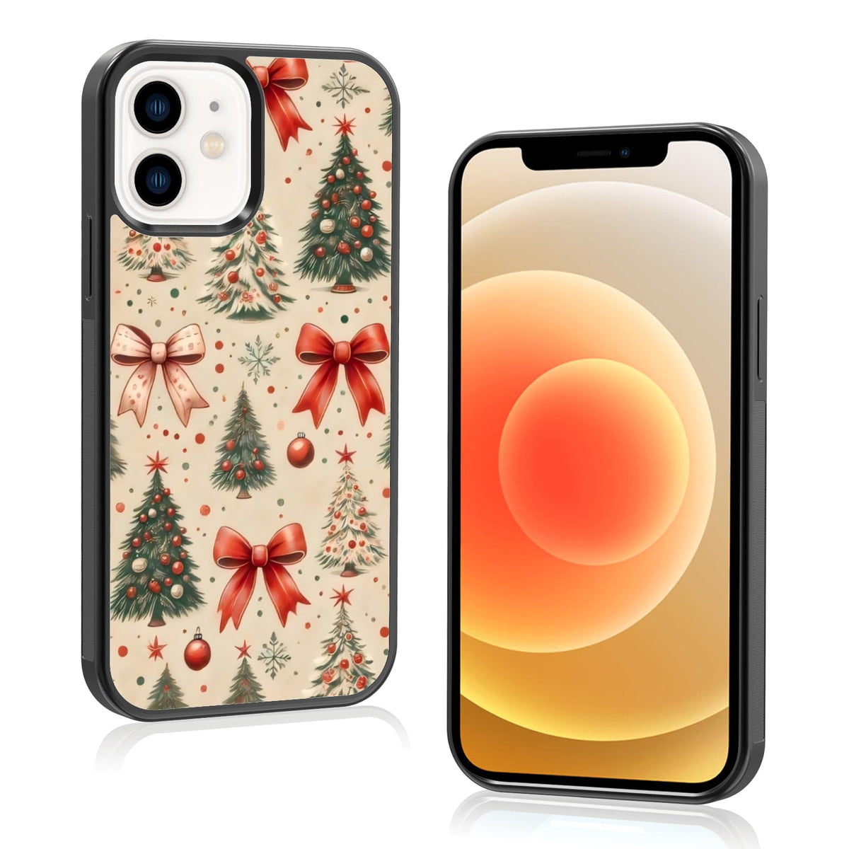 Cute Christmas Tree Bow Phone Case: Kawaii Winter Non-Slip Design Compatible with iPhone 13./14 Case for Women & Girl（14）